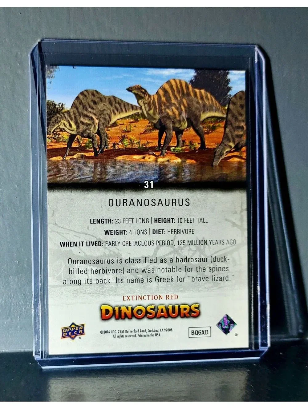 2015 Upper Deck Dinosaurs Ouranosaurus Extinction Red Parallel #31 Card